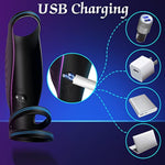 Vibrating Triple Cock Ring, Stretchy Penis Ring Couple Vibrator With 9 Vibration Modes Sleeve Extender, Rechargeable Waterproof Adult Sex Toys For Men Couples, 4.72 In