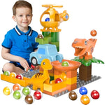 Marble Runs For Kids 4-8,Marble Run For Kids Ages 3-5 With Dinosaur Building Blocks, Montessori Learning Stem Building Toys With 4 Marble Track Compatible With Major Brands 10.04*10.04*10.63