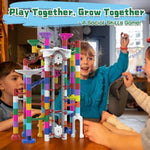 Big Motorized Marble Run - Construction Building Blocks Toys 220Pcs Marble Race Track With Elevator,Educational Stem Game Christmas Birthday Gifts For Kids 3-5 4-8 8-12 (B-Colorful)