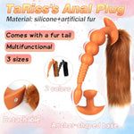 Anal Beads Anal Butt Plug With Removable Artificial Fur Fox Tail Silicone Adult Sex Toy For Prostate G-Spot Stimulation Anus Training Role Play Erotic Sex Game For Men Women Couple Black S