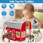 Farm Animals Toys For 3+ Year Old Kids Toddlers Girls Boys, Large Wooden Barn With Animal Play Figures, Farm Playset Educational Learning Toys, Ideal Christmas Birthday Gifts