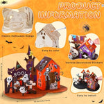 4 Set 3D Wooden Haunted House Craft Kit with Paints, Brushes & Stickers