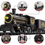 Steam Train Toy Set For Boys 3 4 5 6 7 Years, With Sounds & Light, Electric Classical Engine Locomotive For Kids, Rechargeable Model Train Kit For Christmas Tree, Cargo Car Railway Tracks