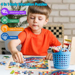 Jigsaw Puzzles Wooden Puzzles For Kids Ages 4-6 Preschool Educational Toddlers Toys Construction Vehicle Puzzle Fire Truck Urban Transportation Sanitation Truck Gifts For 3 4 5 6 Year Old Boys Girls