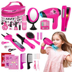 Kids Hairdressing Set Pretend Hair Styling Set For Girls, Toy Hairdressing Set With Hairdryer And Stylist Accessories, Vanity Bag Beauty Set Hairdresser Role Play Toys For Kids
