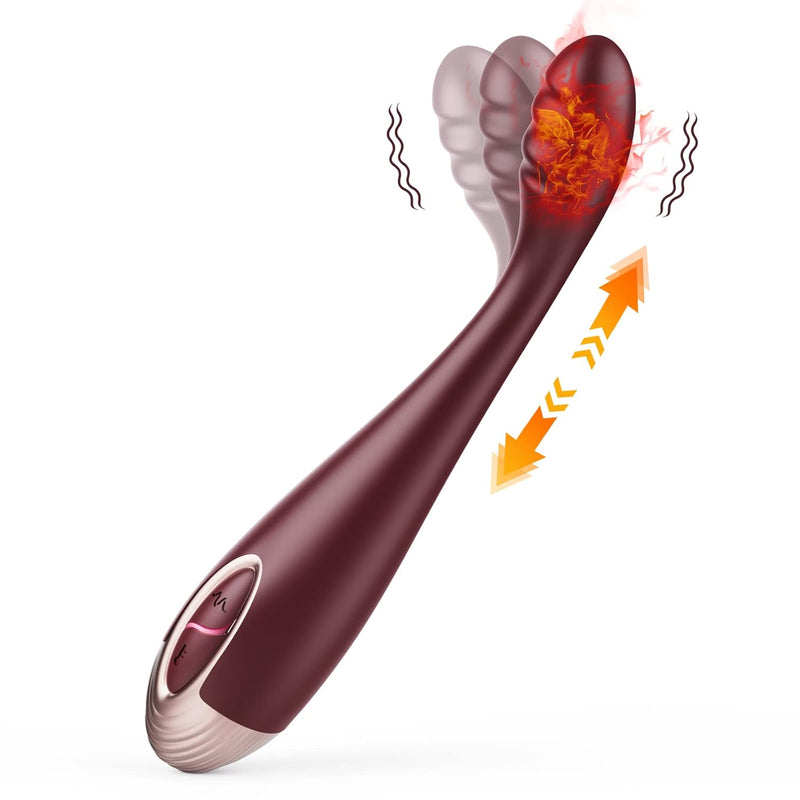 G Spot Clitoral Vibrator, Quick Orgasm Finger Vibe With 7 Vibrations & 2 Heating Modes For Nipple Vagina Tits Clits Clitoris Anal Stimulation, Adult Female Couple Sex Toys (Red)