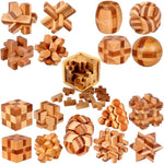 18 Pack Wooden Brain Teaser Puzzles Stress Relief Toys Wooden Burr Puzzles Brain Teaser Puzzle With Gift Packing Box Magic Puzzle Games Toy For Kids And Adults By (Bamboo)