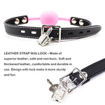 Sm Silicone Ball Gag With Lock Leather Strap Bdsm Adult Sex Toys Bondage Kit Restraints Play (1.5In Ball, Pink+Black)