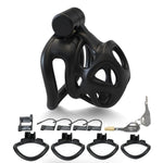 Chastity Cage Male Sex Toys With 4 Curved Rings And 2 Keys Breathable Hollow Chastity Device Lock Sm Fetish Toy For Man Penis Training (Black,S)