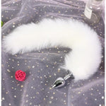 Animal Tail Anal Plug Sexy Fox Cat Dog Tail Cosplay Anal Plug Adult Erotic Sex Toys Flirting Anal Butt Plug Fluffy Tail Butt Plug Roleplay (White)