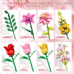 Flowers Bouquet Building Set, Pink Roses Flores Set For Adults, 765 Pcs Botanical Collection Building Block Toy, Home Decor, Gifts For Christmas Valentine'S Day, Artificial Flowers For Women Kids 6+