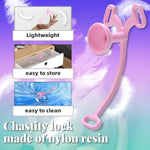 Lightweight Nylon Chastity Cage Lock With Adjustable Elastic Auxiliary Belt Inverted Chastity Clip Sex Toys & Games For Men, Gay Penis Exercise (Pink,Short)