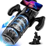 Male Masturbator Sex Toys For Men - Adult Toy 7 Thrusting & Rotating Modes With Handle, Phone Holder, And Suction Base, Automatic Penis Pump App Control Male Stroker, Hands-Free Lcd Display