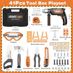 Kids Tool Set With Electronic Toy Drill, 41 Realistic Toy Tools With Tool Box For Toddler, Pretend Home Tool Kit & Drill Sets, Kids Construction Toys, Birthday Gifts For 3 4 5 Years Old Boys Girls