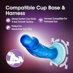 Blush Adult Sex Toys - B Yours, Sweet N Small Realistic 4.5 Inch Short Dildo - 1.25 Inch Wide Strap On Ready Suction Cup - Body Safe, Non Porous Soft - Pegging, Anal - Women Men Couples - Clear Blue