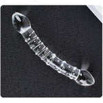 Glass Dildo Double Head Dildos With 2 Textures Transparent Crystal Butt Plug Massage Prostate And G-Spot Double Head Anal Dildo Sm Adult Sex Toys