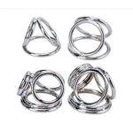 Metal Cock Ring 4 Piece Set Penis Rings Stainless Steel Chastity Device Tightrope Locking Sperm Enhance Men’S Long-Lasting Couples Or Male Sex Toys