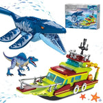3 In 1 Ocean Explorer Dinosaur Building Set Compatible With Dinosaur Park World, City Boat Ship & Mosasaurus Spinosaurus Dino Toys With Poseable Joints, Toys For Kids Boys Age 6-12