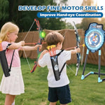 Led Standing Target Archery Set With Bow & Arrows For Kids 4-12 Years Old, Outdoor Sports Toy Gift For Boys & Girls (Blue/Green)