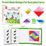 Travel Tangram Puzzle With 2 Set, Magnetic Pattern Blocks Road Trip Travel Games Jigsaw Montessori Brain Blocks Iq Book With 368 Solution Brain Teasers For Kids Adults Challenge