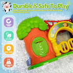 Toys For Toddler 1, 2, 3 Year Old Boy And Girl, Zoo Animal Slide Playset With 4 Animal Cars, Open-Ended Interactive Toy For Cultivate Imagination, Gifts For 12-18+ Months Kids