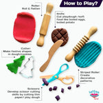 5 Pcs Dough Tool Set for Kids with Wooden Rollers, Knife & Child-Safe Scissors