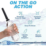 Travel Enema Water Bottle And 4 Adapter Sizes For Deep Cleaning, Fit'S Most Shower Hoses And Bottles, 7 Piece Portable Kit, Black