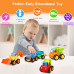 Push And Go Friction Powered Cars Construction Vehicles Toy Set Tractor Bulldozer Mixer Truck Dumper For 1 2 3 Year Old Baby Toddlers Boys Gifts