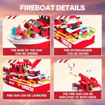 City Floating Boats Building Set, Police Boat And Fire Rescue Boat, Compatible With Lego Ship City Stem Building Toys, Ideal Gift For Kids Boys Girls 6 7 8 9 10 11 12