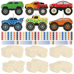 24 Sets Color Your Own Wooden Race Car Craft Kit with Paint & Rope