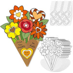 36 Pcs Fall Thanksgiving Flower Bouquet Coloring Kit, DIY Autumn Paper Flower Craft