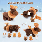 Moose Stuffed Animal Christmas Plush Set – 14.5? Large Mama Moose With 4 Baby Calves – Soft Reindeer, Elk & Deer Toy For Toddlers & Kids