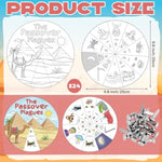24 Set Passover 10 Plagues Craft Kit, DIY Coloring Wheel Cards for Kids