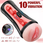 Mens Sex Toys Male Masturbator, Vibrating Masturbator Squeezable Pocket Pussy For Men With 7.5" Depth Lifelike Textured Vagina, Plump And Soft Fleshy Masturbating Stroker Toys, Adult Sex Toys For Men