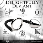 Tug + Plug Cock Ring With Anal Plug For Men & Couples. Premium Flexible Silicone Cord With Tapered Tip For Easier Insertion, Dual Stimulation, 1 Piece, Black & Silver.