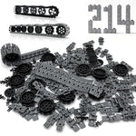 214Pcs Technical Tank Track & Wheel Set Treads Chain Links Tank Robot Sleigh Car Motorcycle Toy Accessories Compatible With Legoes And Major Building Brands, Gift For Kids Ages 6 7 8 9 10 11 12+