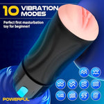 Adult Sex Toys For Men, Sucking Male Masturbator Penis Pump With 10 Vibration & 5 Suction, Super Soft Tpe 6.7" Channel Vibrating Hands Free Male Masturbators Cup Men Sex Toy Machine