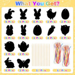 48 Pcs Easter Scratch Art Cards, Magic Rainbow Craft Set for Kids & Party Favors