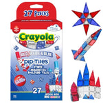 Crayola Red, White & Blue Glitter Pip Magnetic Tiles, Magnetic Kids’ Building Toys, Classroom Sensory Blocks, Stem Learning Travel Toys For Boys And Girls, 27-Piece Set