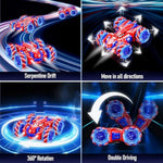 Spider Remote Control Car, 2.4Ghz Rc Cars With Headlight Double Sided Off-Road 360° Rotating Rechargeable Rc 4Wd Stunt Car Indoor Outdoor Spider Toys For Boys 4-6 5-7 8-13 Kids Gifts