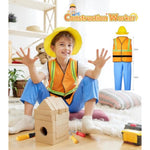 Boy'S Dress Up Costumes Set, Kids Role Play Set 11Pcs Dress Up Trunk Pirate, Chef, Construction Worker, Policeman Costume For Kids Girls Toddler Age 3 4 5 6 Christmas Birthday Gift
