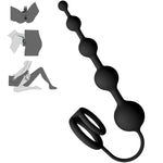 Anal Beads Butt Plug With Penis Cock Rings Adult Anal Sex Toys For Women Men, Flexible Silicone Anal Plug Prostate Massager Graduated Design Bullet G Spot Stimulor For Couples Play-Black