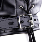 Leather Bondage Mask Hood Bdsm Restraints Sex Blindfold Adjustable Full Face Hood Harness With Breathing Hole And Padlock Erotic Sex Toys For Men Women And Couples