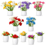 10Pcs Miniature Flowers, 1:12 Scale Mini Artificial Potted Plants, Multicolor, Plastic, 30g, 10 PCS
