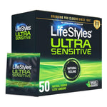 LifeStyles Ultra Sensitive Premium Lubricated Natural Latex Condoms Value Pack - 100 Count, 1 Pack - Triple Tested for Best Protection, Made with UltraGlide Silicone Lube
