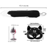 Fox Mask Plush Tail Anal Plug Metal Anus Bead Butt Lash Half Cat Mask Party Sexy Adult Whip Stimulator Sex Toys For Women'S Leather Costume Cosplay Fetish Restrain