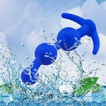 Silicone Anal Beads Butt Plugs,4.9Inch Three Ball Anal Chain Link Anal Beads Silicone Butt Plug With Thin Neck & 3 Gradual Beads & T-Bar Base Anal Adult Sex Toy For Male Female Couple Play(Blue)