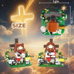 Jesus Building Block Set With Light, Nativity Toy Set With Good Shepherd, Animal Sheep & Bunny, Christian Construction Model Kit, Easter Gifts For Adults, Boys, Girls(400Pcs)