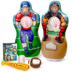 Inflatable Double-Sided Baseball & Football Target Set - Blow Up Toy With Soft Football, Baseball & Inflatable Bat - Fun Toss Games For Indoor, Outdoor, Backyard & Party Favor - 5 Feet