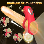 Vibrating Cock Ring Couples Sex Toys Vibrating Penis Ring Vibrator With 9 Vibration Male Adult Sex Toys For Men Women, App Clitoral Testicles Stimulator Cockring Male Female Sex Toy (Red)